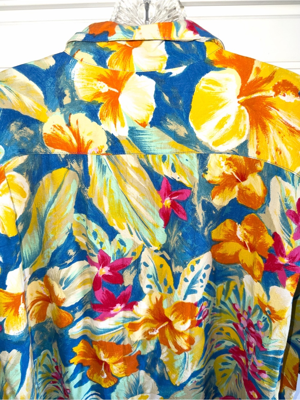 Vintage Jam's World Antherium print Kabe Crepe Rayon aloha Hawaii shirt X-Large - Picture 7 of 10